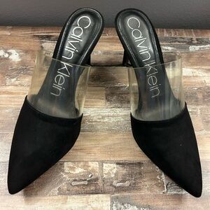 Calvin Klein Black Mules with Transparent Strap